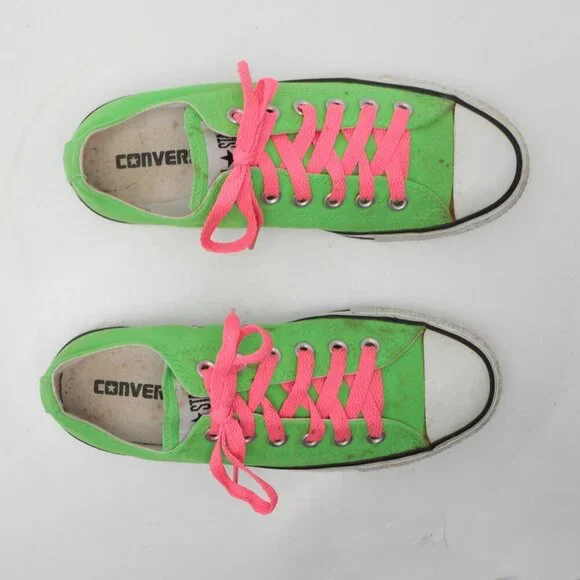 Converse Chuck Taylor All Star Low Top Sneakers Shoes Green Pink Canvas Rubber - Picture 10 of 11